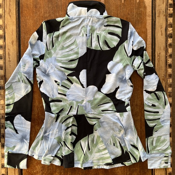 NWOT TA Tracy Anderson G.I.L.I. Zip Front Peplum Jacket Black Palm - Picture 5 of 11